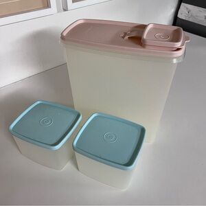Tupperware Cream and Pastel Lid Container Set